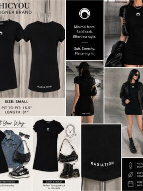 Black 'Radiation' Short Sleeve Bodycon Dress